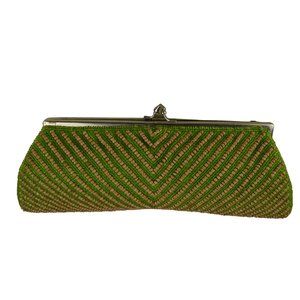 k.c. malhan Green and Tan Beaded Clutch  New With Tags